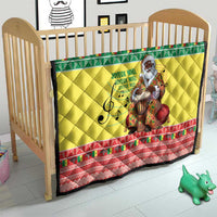 Senegal Christmas Quilt Black Santa Playing Djembe Drum - Wonder Print Shop