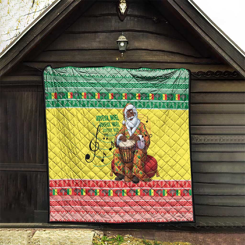 Senegal Christmas Quilt Black Santa Playing Djembe Drum - Wonder Print Shop