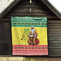 Senegal Christmas Quilt Black Santa Playing Djembe Drum - Wonder Print Shop