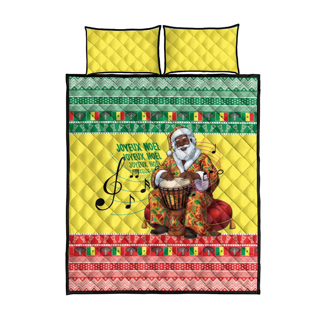 Senegal Christmas Quilt Bed Set Black Santa Playing Djembe Drum - Wonder Print Shop
