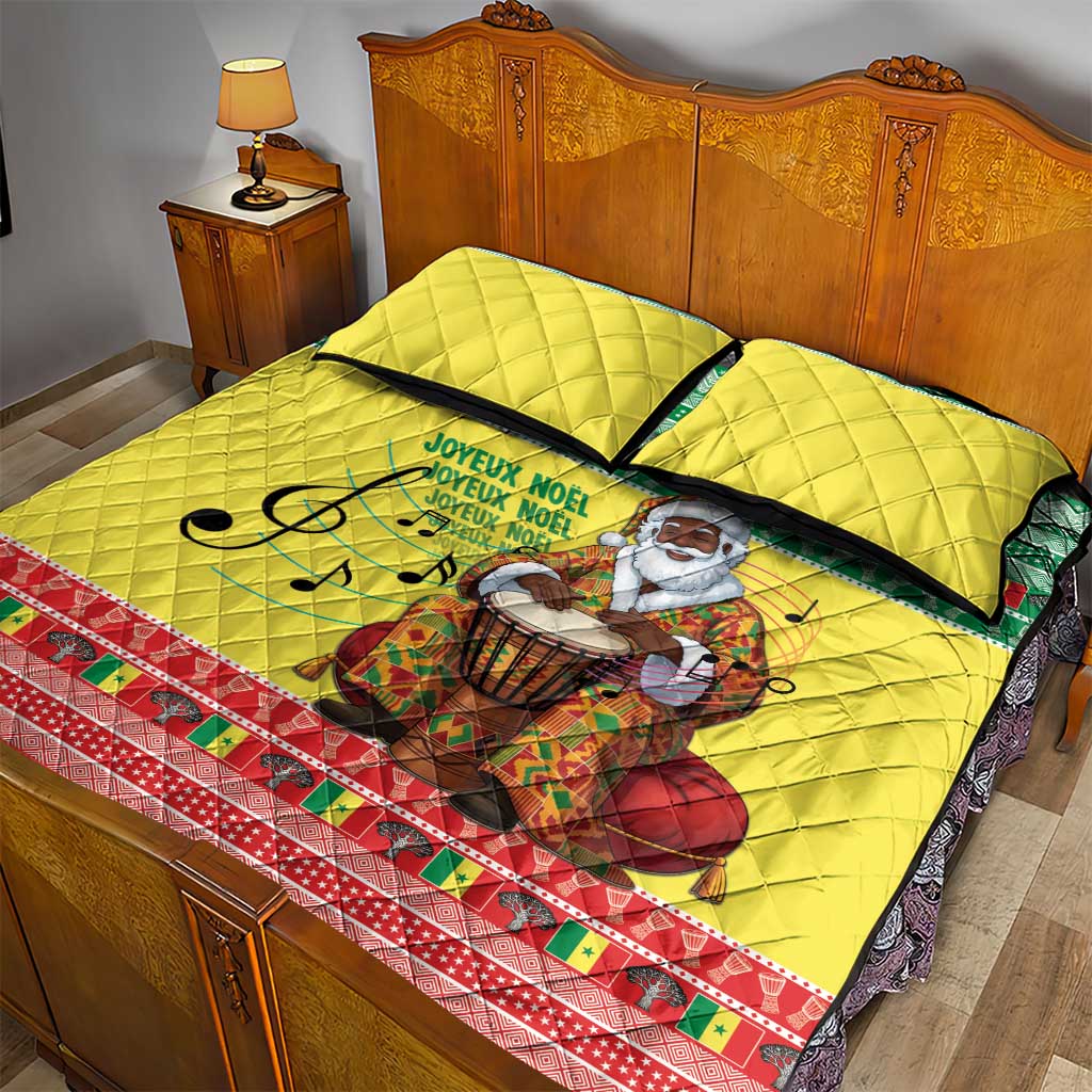 Senegal Christmas Quilt Bed Set Black Santa Playing Djembe Drum - Wonder Print Shop