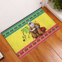 Senegal Christmas Rubber Doormat Black Santa Playing Djembe Drum - Wonder Print Shop