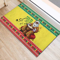 Senegal Christmas Rubber Doormat Black Santa Playing Djembe Drum - Wonder Print Shop