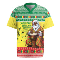 Senegal Christmas Rugby Jersey Black Santa Playing Djembe Drum - Wonder Print Shop