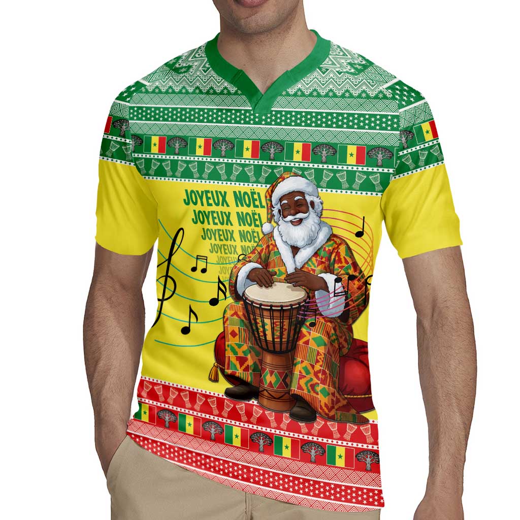 Senegal Christmas Rugby Jersey Black Santa Playing Djembe Drum - Wonder Print Shop