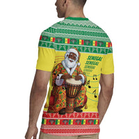 Senegal Christmas Rugby Jersey Black Santa Playing Djembe Drum - Wonder Print Shop