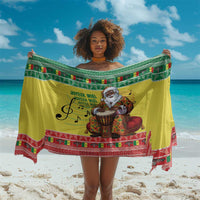 Senegal Christmas Sarong Black Santa Playing Djembe Drum - Wonder Print Shop