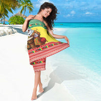 Senegal Christmas Sarong Black Santa Playing Djembe Drum - Wonder Print Shop