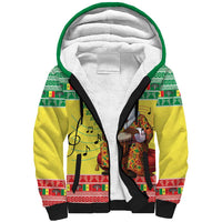 Senegal Christmas Sherpa Hoodie Black Santa Playing Djembe Drum - Wonder Print Shop