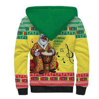 Senegal Christmas Sherpa Hoodie Black Santa Playing Djembe Drum - Wonder Print Shop