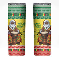 Senegal Christmas Skinny Tumbler Black Santa Playing Djembe Drum - Wonder Print Shop