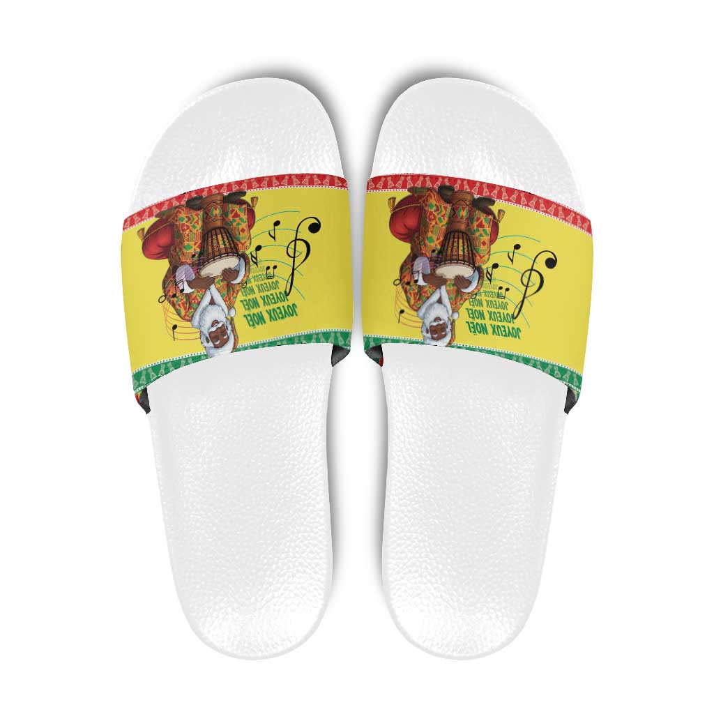 Senegal Christmas Slide Sandals Black Santa Playing Djembe Drum - Wonder Print Shop