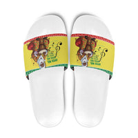 Senegal Christmas Slide Sandals Black Santa Playing Djembe Drum - Wonder Print Shop