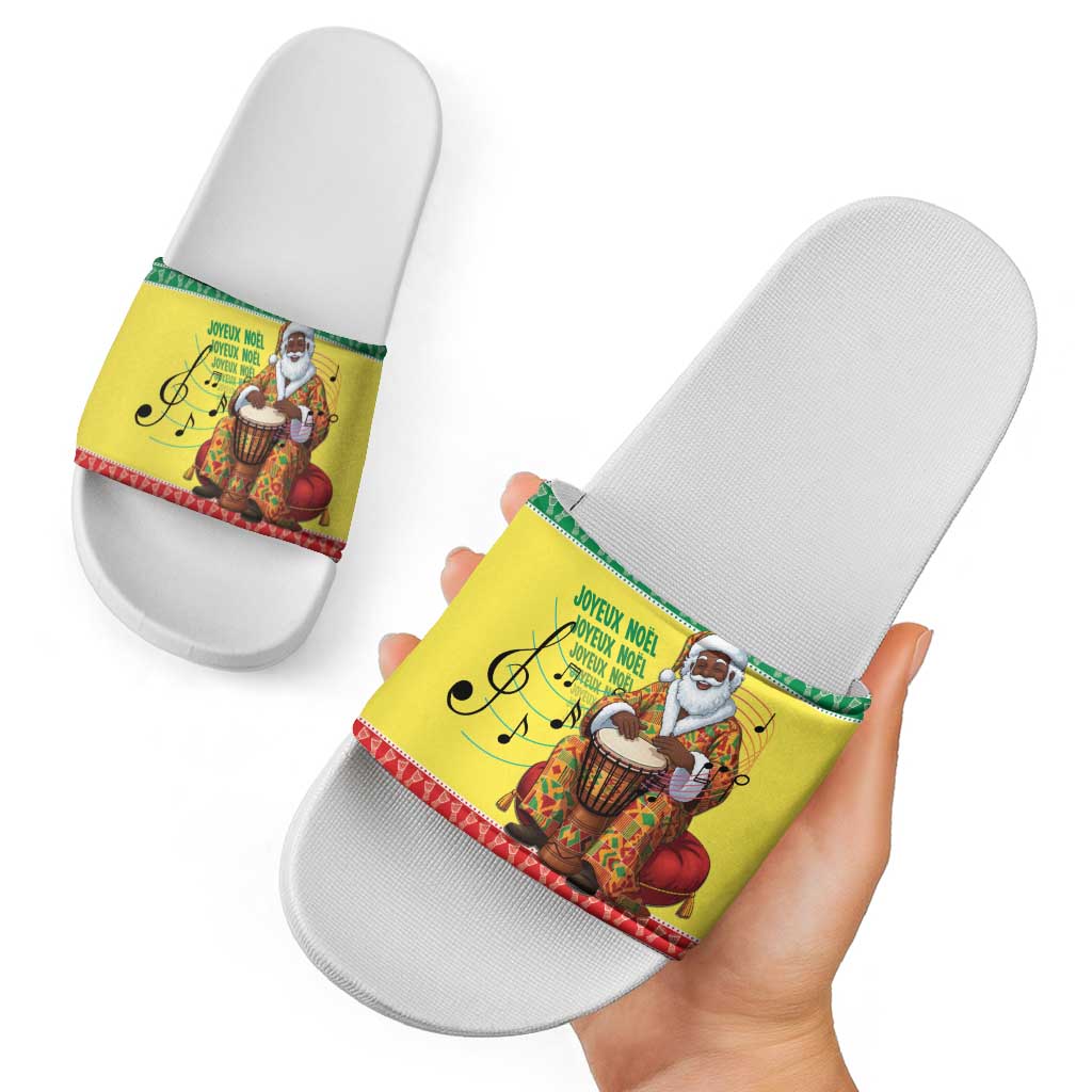 Senegal Christmas Slide Sandals Black Santa Playing Djembe Drum - Wonder Print Shop