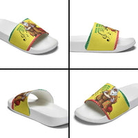 Senegal Christmas Slide Sandals Black Santa Playing Djembe Drum - Wonder Print Shop