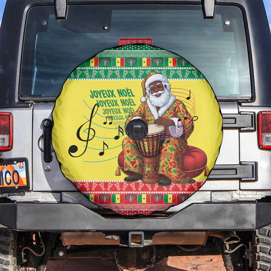 Senegal Christmas Spare Tire Cover Black Santa Playing Djembe Drum - Wonder Print Shop