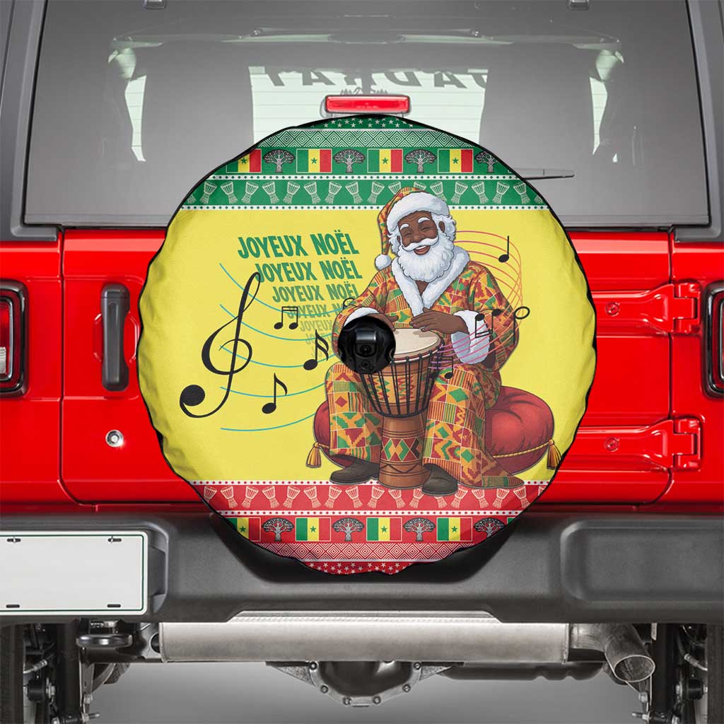 Senegal Christmas Spare Tire Cover Black Santa Playing Djembe Drum - Wonder Print Shop