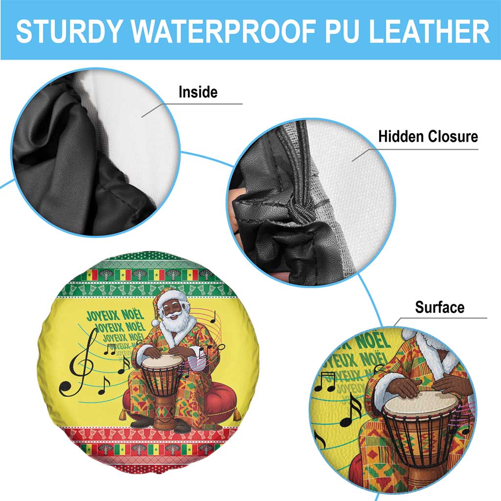 Senegal Christmas Spare Tire Cover Black Santa Playing Djembe Drum - Wonder Print Shop