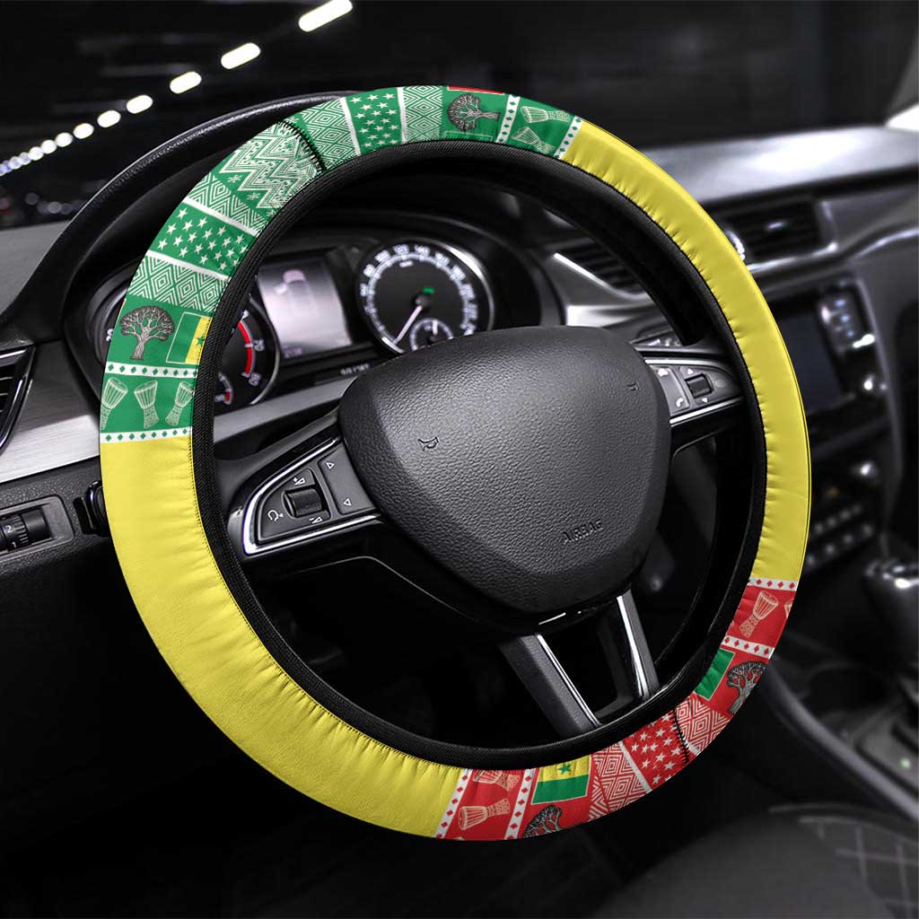 Senegal Christmas Steering Wheel Cover Black Santa Playing Djembe Drum - Wonder Print Shop