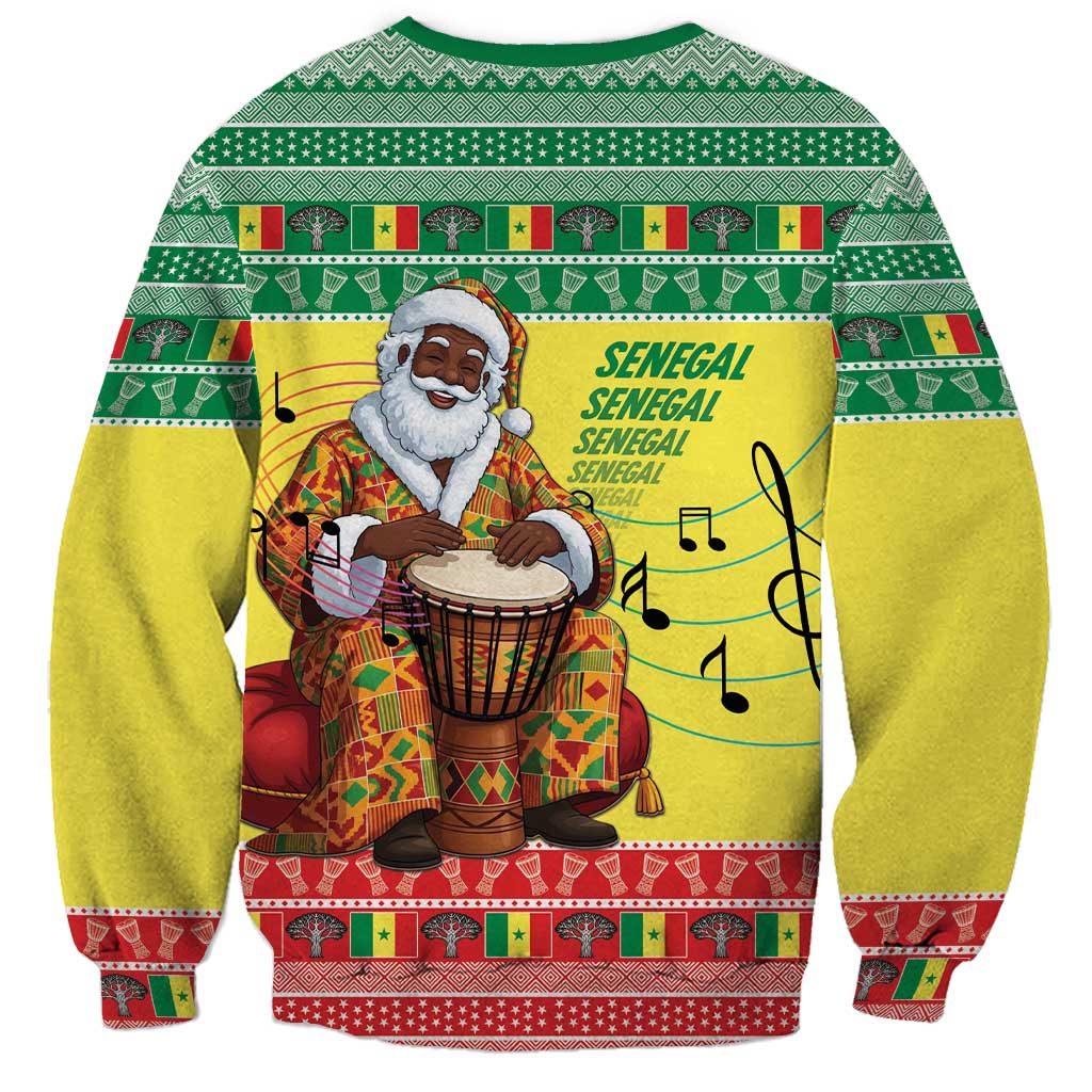 Senegal Christmas Sweatshirt Black Santa Playing Djembe Drum - Wonder Print Shop