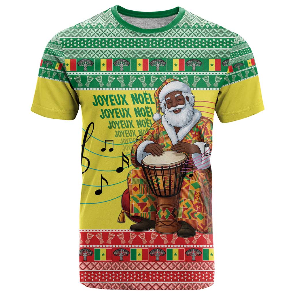 Senegal Christmas T Shirt Black Santa Playing Djembe Drum - Wonder Print Shop