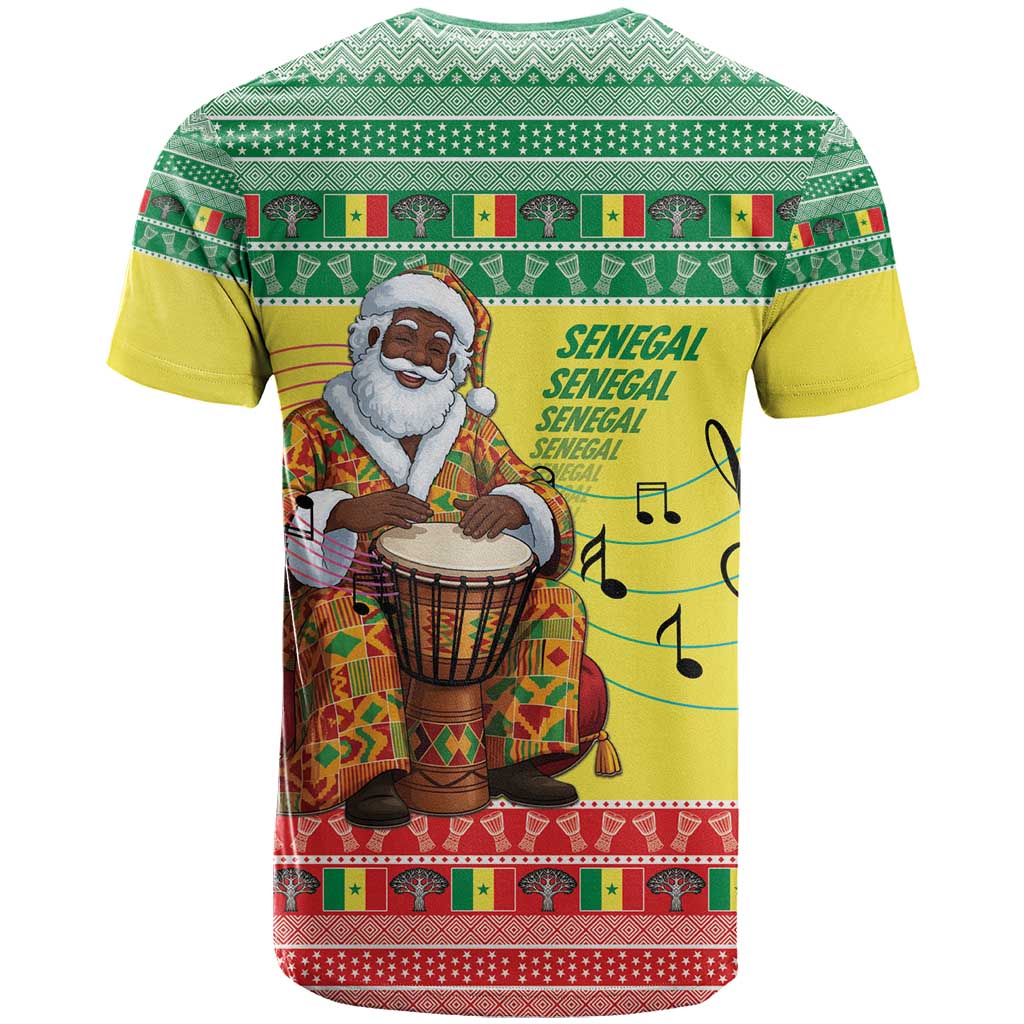 Senegal Christmas T Shirt Black Santa Playing Djembe Drum - Wonder Print Shop