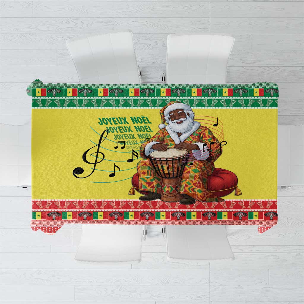 Senegal Christmas Tablecloth Black Santa Playing Djembe Drum - Wonder Print Shop
