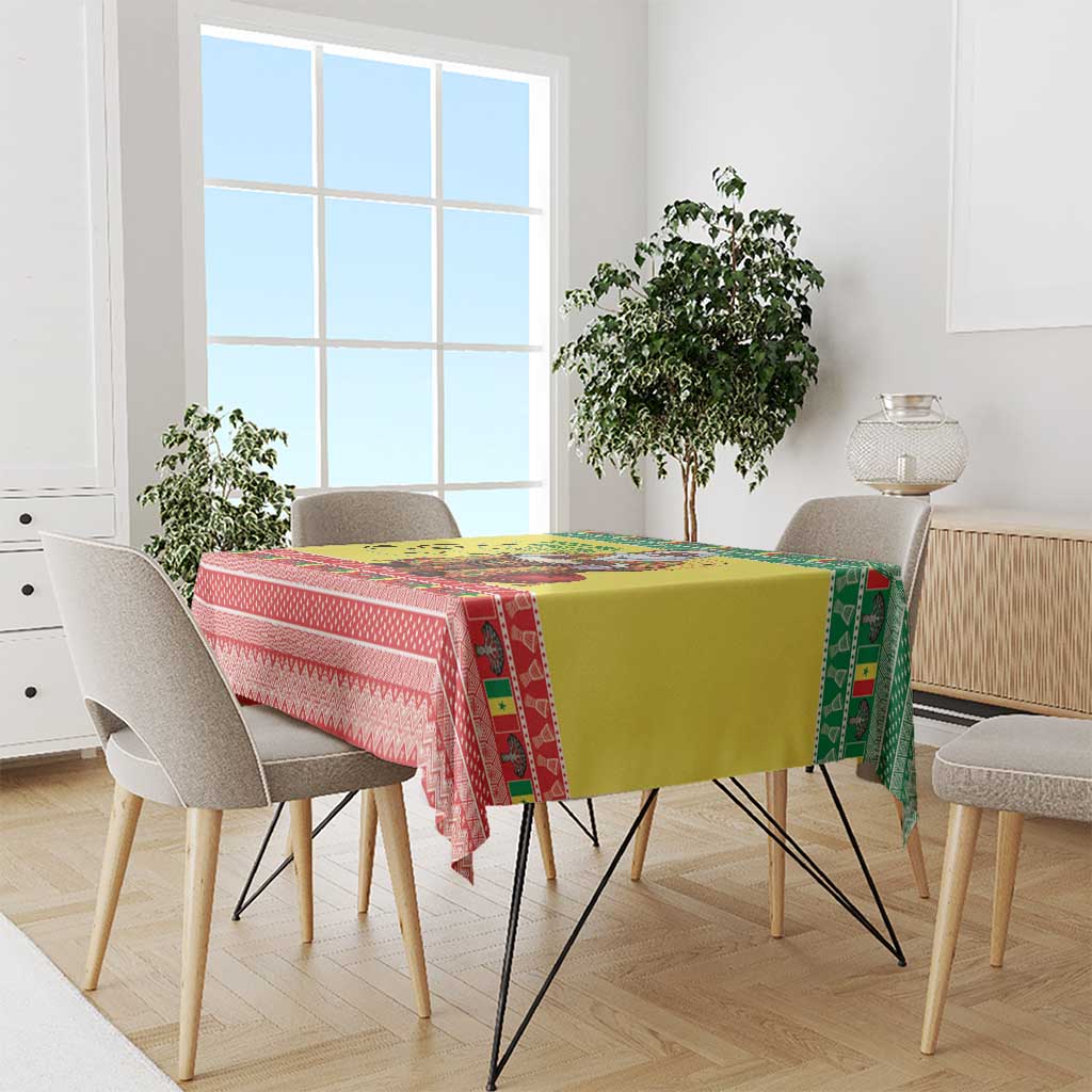 Senegal Christmas Tablecloth Black Santa Playing Djembe Drum - Wonder Print Shop