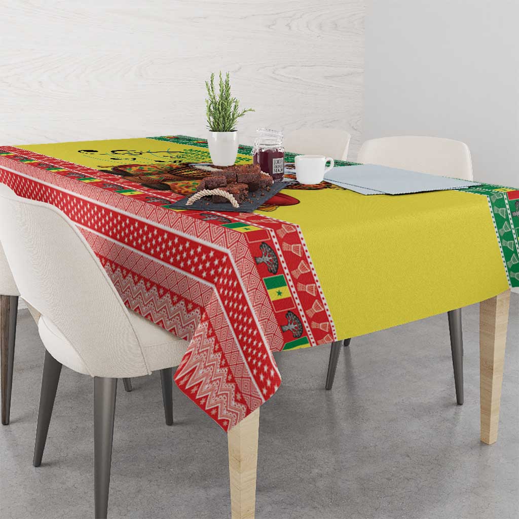 Senegal Christmas Tablecloth Black Santa Playing Djembe Drum - Wonder Print Shop