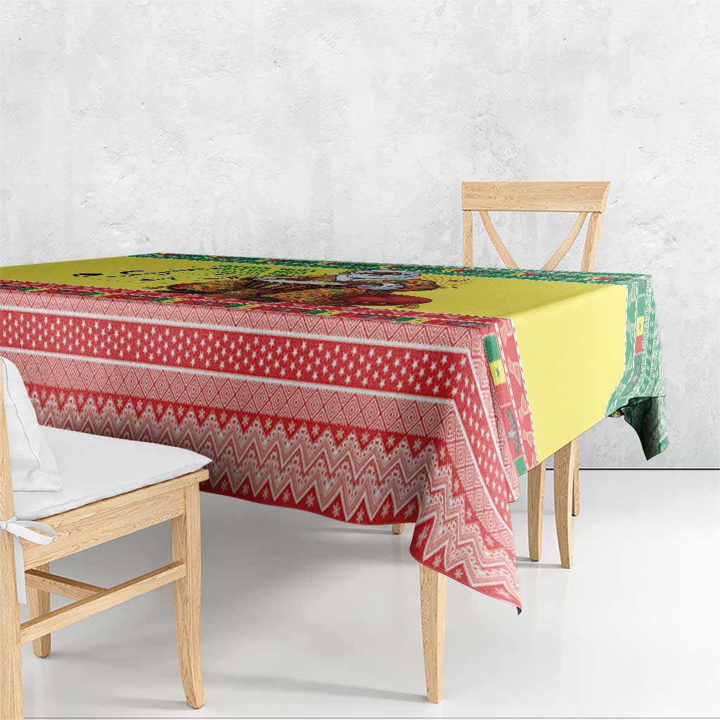 Senegal Christmas Tablecloth Black Santa Playing Djembe Drum - Wonder Print Shop