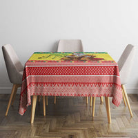 Senegal Christmas Tablecloth Black Santa Playing Djembe Drum - Wonder Print Shop
