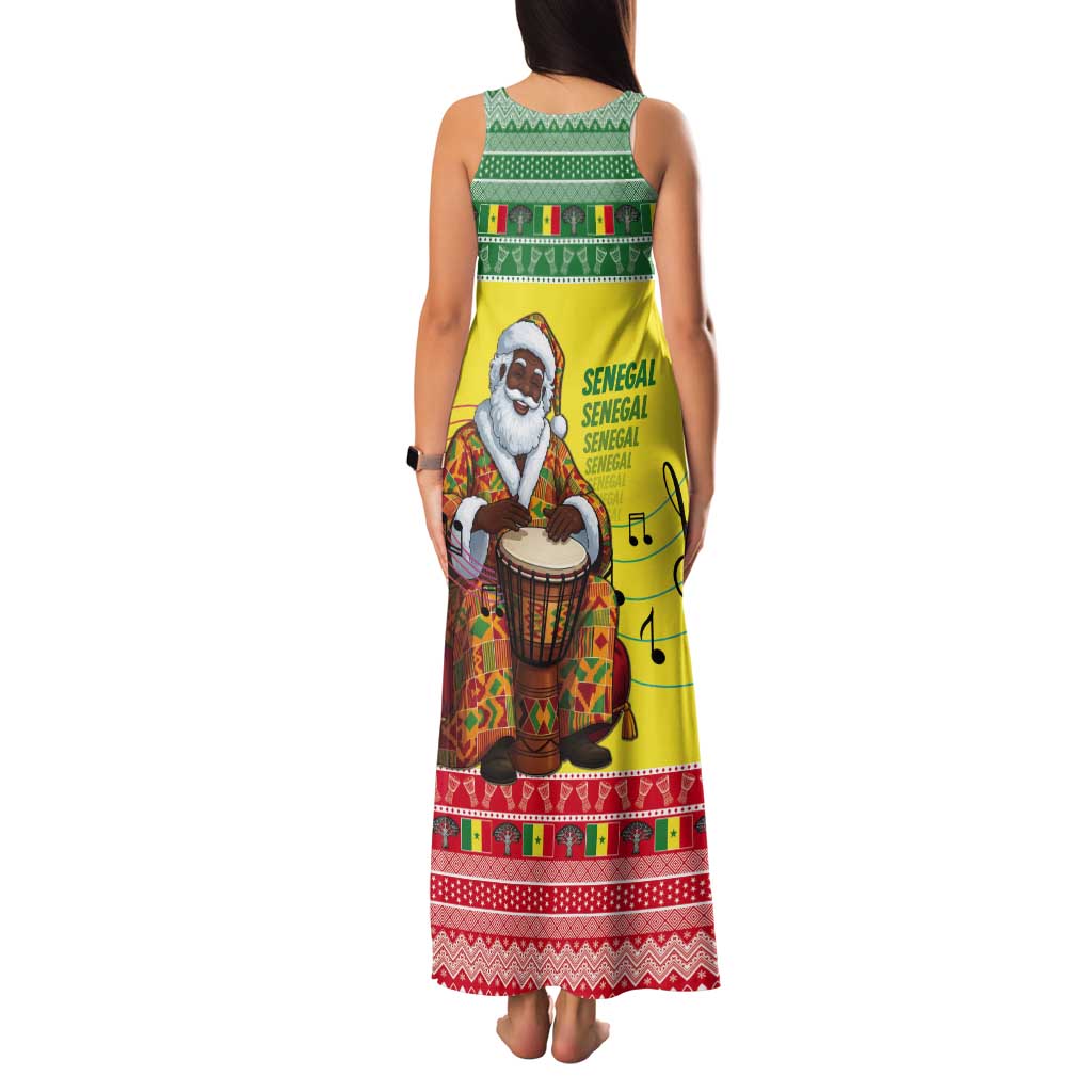 Senegal Christmas Tank Maxi Dress Black Santa Playing Djembe Drum - Wonder Print Shop