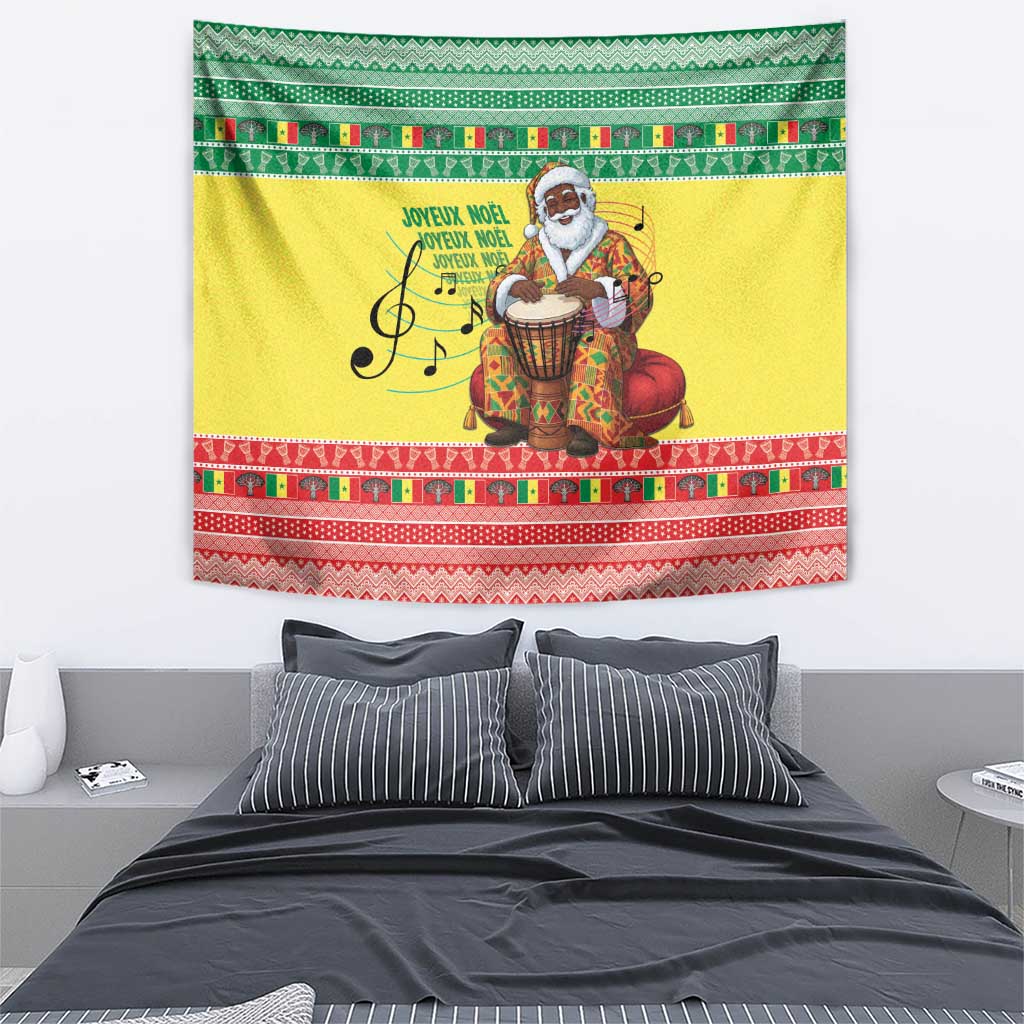 Senegal Christmas Tapestry Black Santa Playing Djembe Drum - Wonder Print Shop