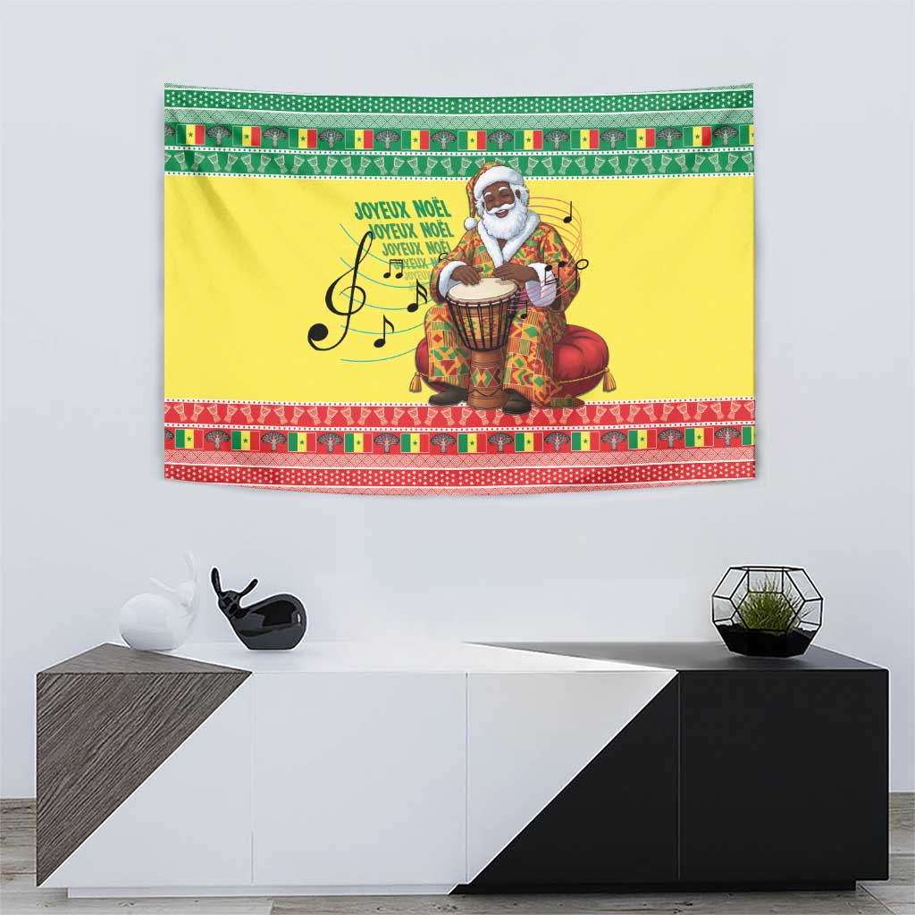 Senegal Christmas Tapestry Black Santa Playing Djembe Drum - Wonder Print Shop