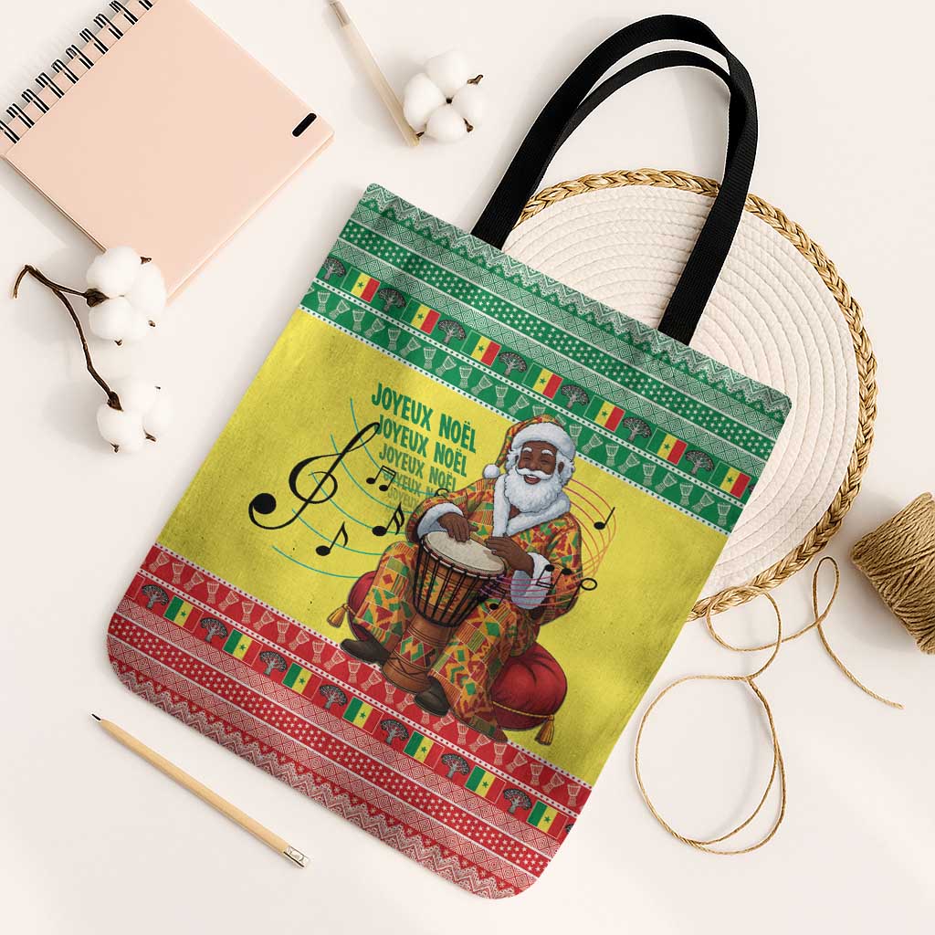 Senegal Christmas Tote Bag Black Santa Playing Djembe Drum - Wonder Print Shop