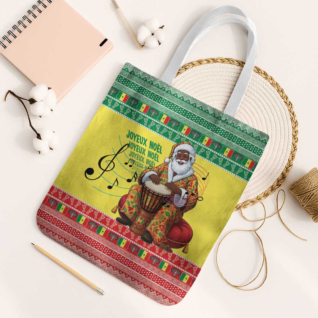 Senegal Christmas Tote Bag Black Santa Playing Djembe Drum - Wonder Print Shop