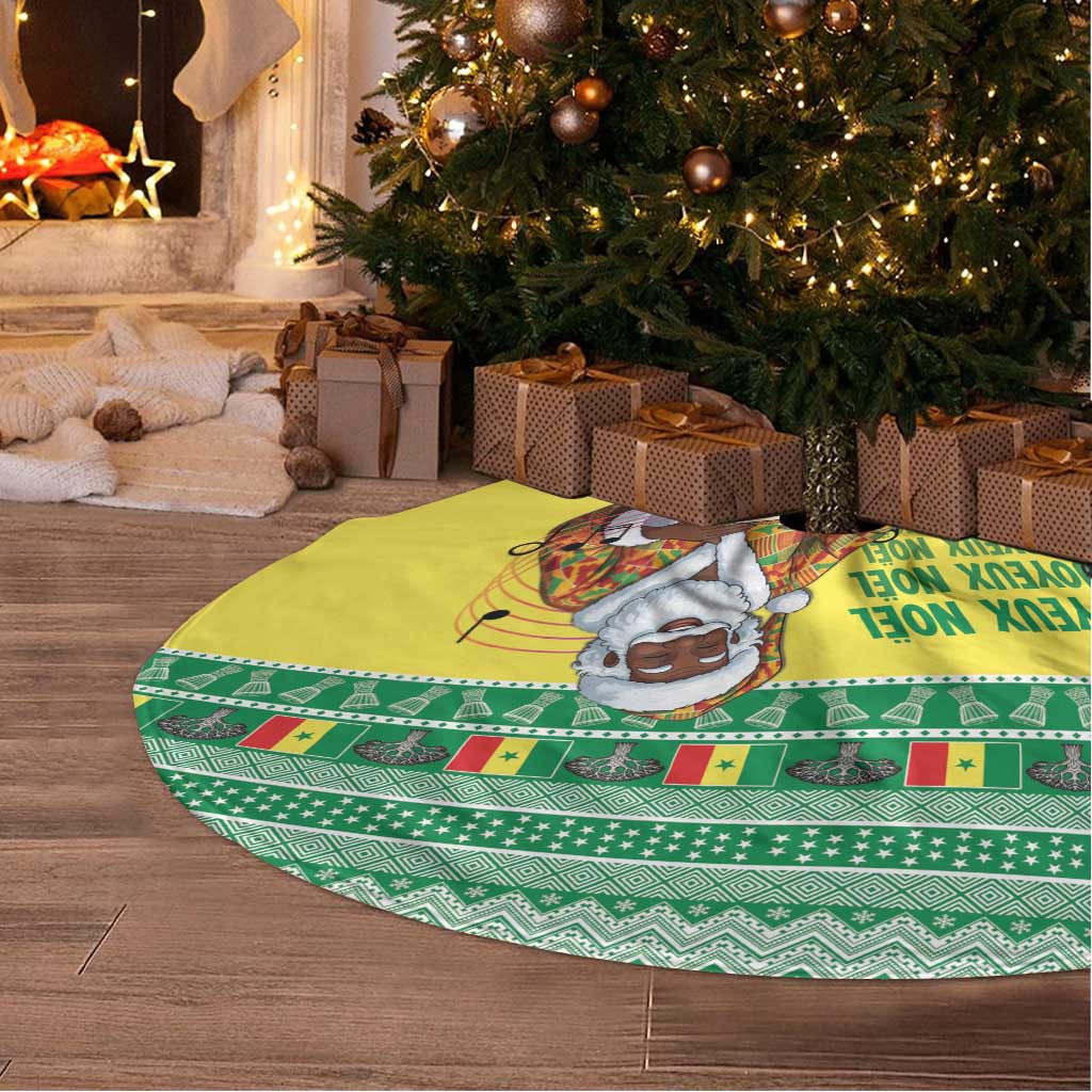 Senegal Christmas Tree Skirt Black Santa Playing Djembe Drum - Wonder Print Shop