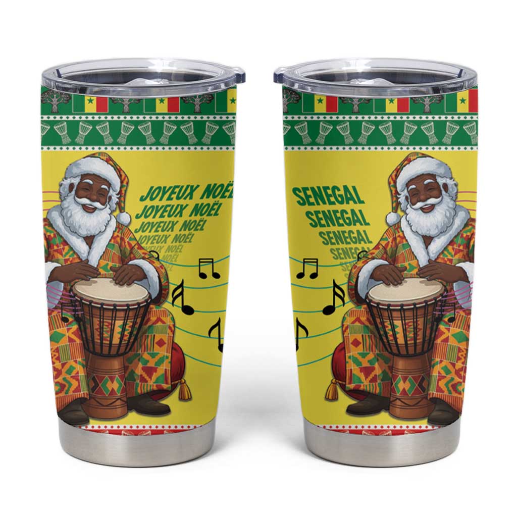 Senegal Christmas Tumbler Cup Black Santa Playing Djembe Drum - Wonder Print Shop