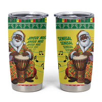 Senegal Christmas Tumbler Cup Black Santa Playing Djembe Drum - Wonder Print Shop