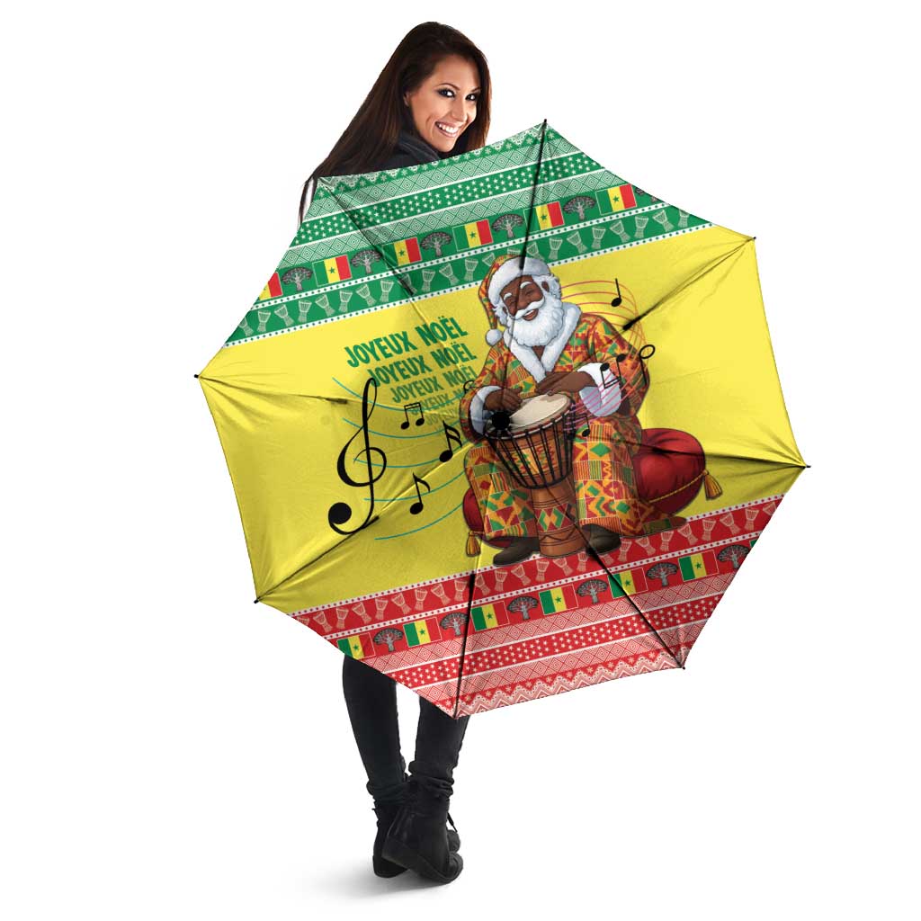 Senegal Christmas Umbrella Black Santa Playing Djembe Drum - Wonder Print Shop