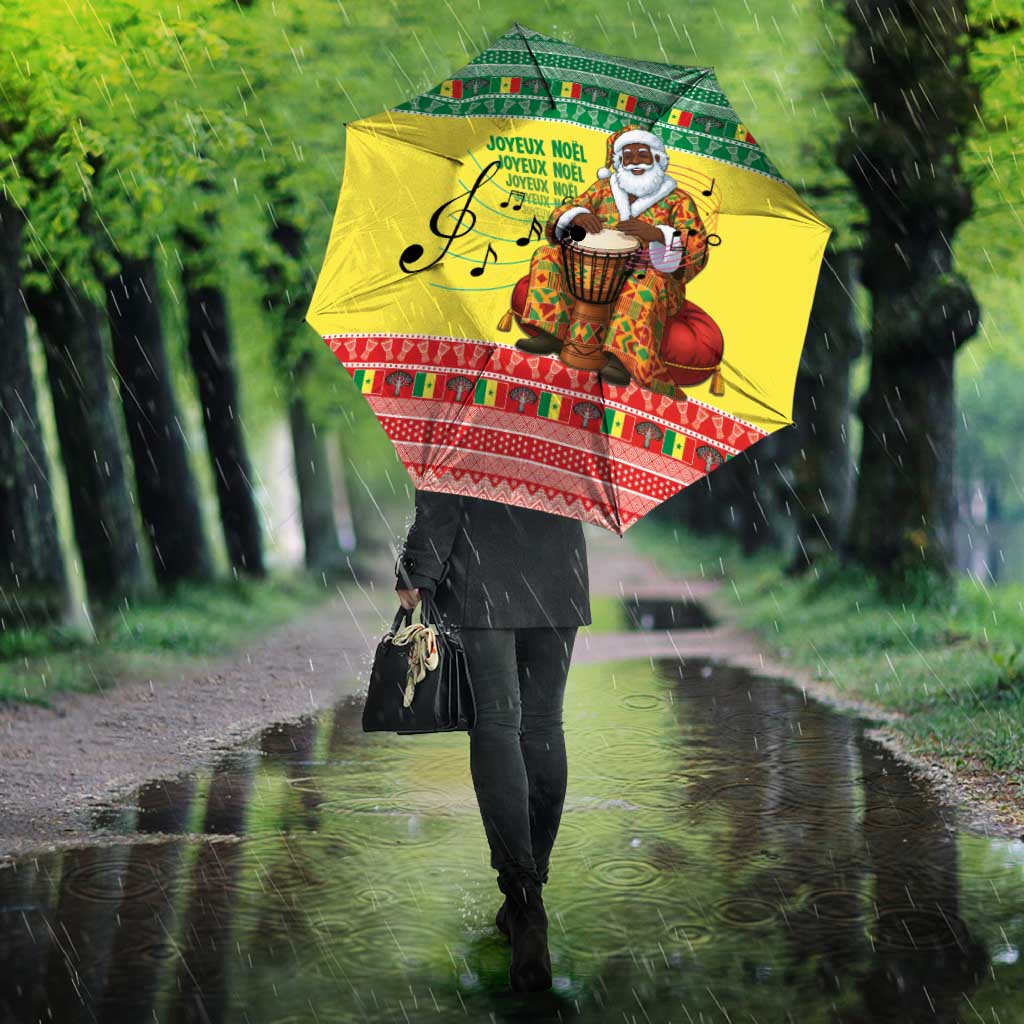 Senegal Christmas Umbrella Black Santa Playing Djembe Drum - Wonder Print Shop
