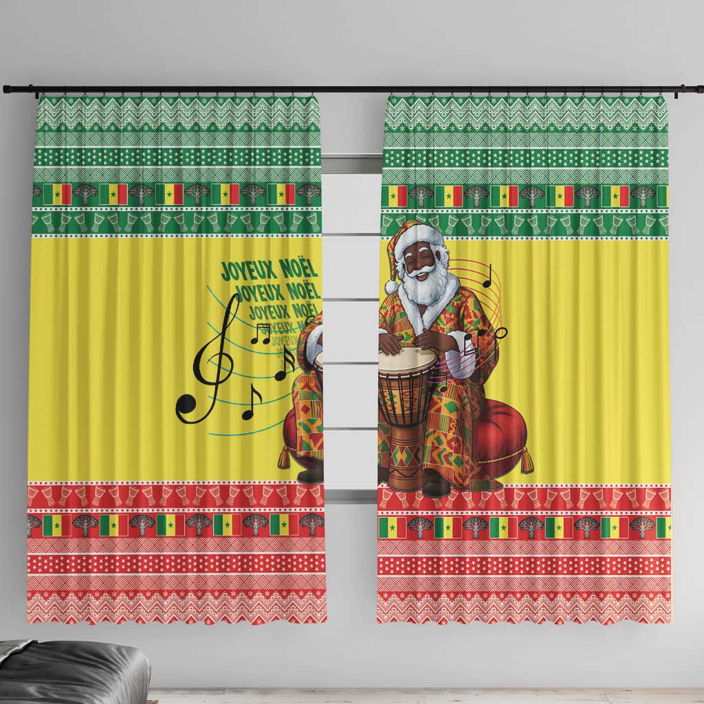 Senegal Christmas Window Curtain Black Santa Playing Djembe Drum - Wonder Print Shop