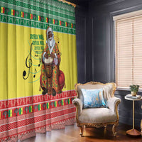 Senegal Christmas Window Curtain Black Santa Playing Djembe Drum - Wonder Print Shop