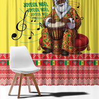 Senegal Christmas Window Curtain Black Santa Playing Djembe Drum - Wonder Print Shop