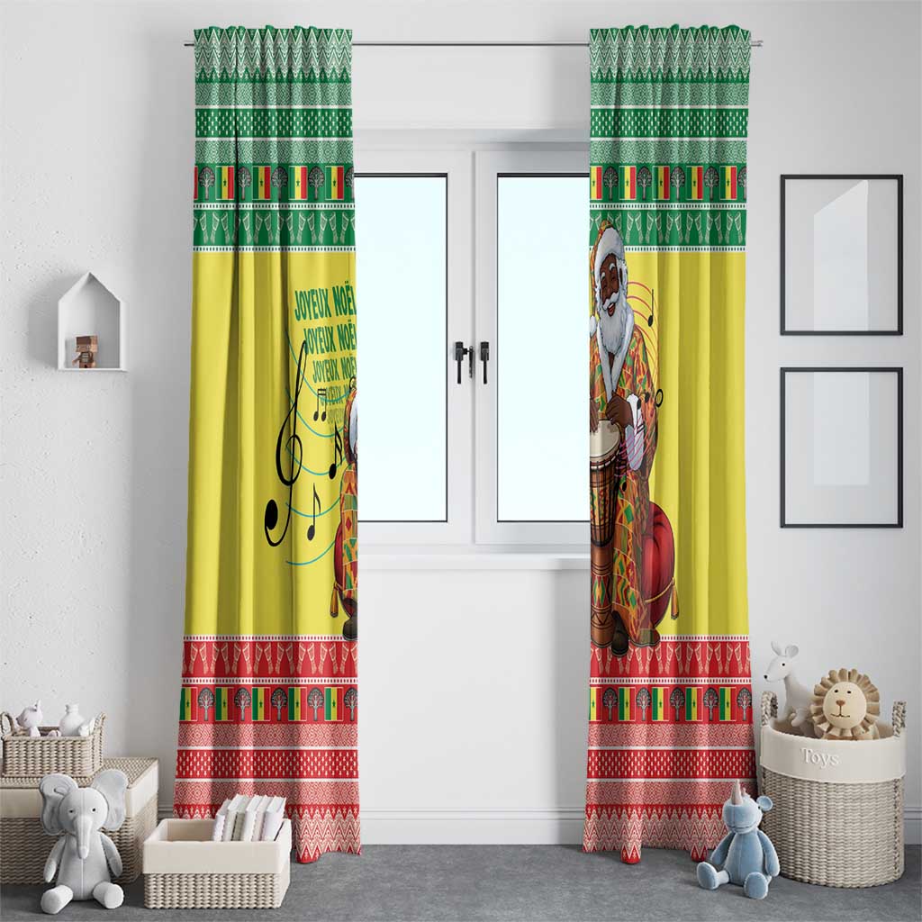Senegal Christmas Window Curtain Black Santa Playing Djembe Drum - Wonder Print Shop