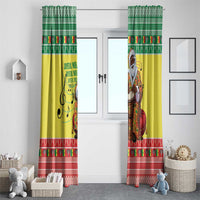 Senegal Christmas Window Curtain Black Santa Playing Djembe Drum - Wonder Print Shop