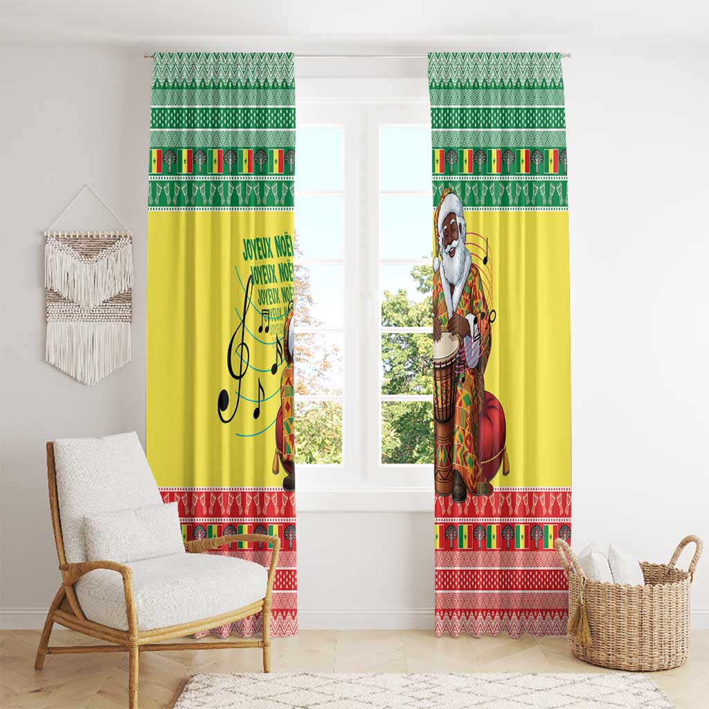 Senegal Christmas Window Curtain Black Santa Playing Djembe Drum - Wonder Print Shop