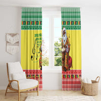 Senegal Christmas Window Curtain Black Santa Playing Djembe Drum - Wonder Print Shop