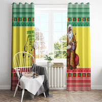 Senegal Christmas Window Curtain Black Santa Playing Djembe Drum - Wonder Print Shop