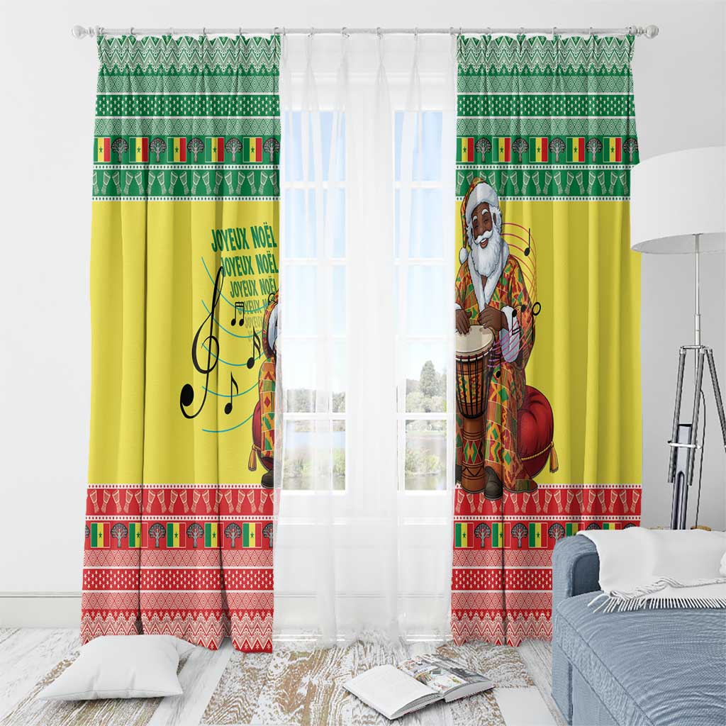 Senegal Christmas Window Curtain Black Santa Playing Djembe Drum - Wonder Print Shop
